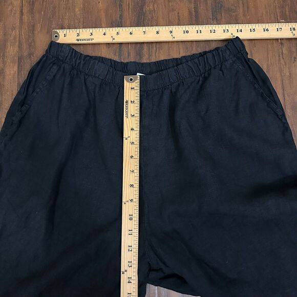 MATCH POINT Linen Basic Pull-On Capri Pants in Black #LP20 Lagenlook - Picture 10 of 12